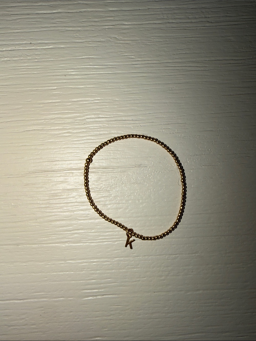 eNewton Gold Beaded Bracelet with 'K' Initial Charm